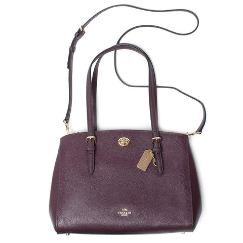 Coach Turnlock Caryall 29 Oxblood Burgundy Wine Handbag Bag Leather New