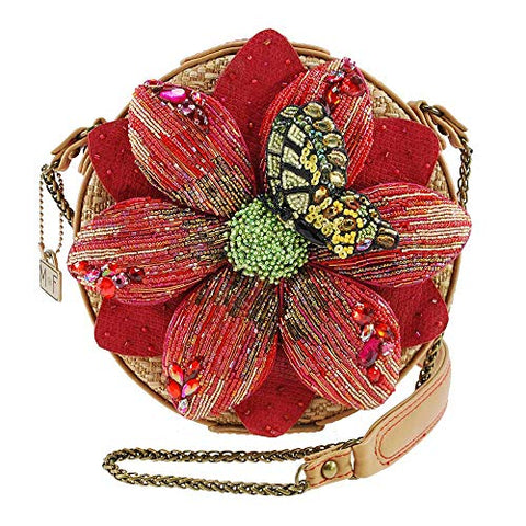 Mary Frances Happy Bloom Beaded Floral, Butterfly Novelty Handbag, Pink