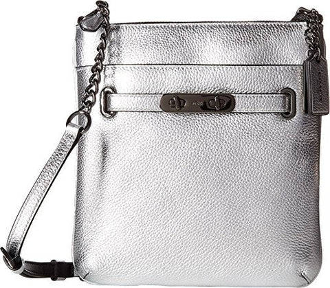 COACH Women's Pebbled Leather Coach Swagger Swingpack DK/Silver Cross Body