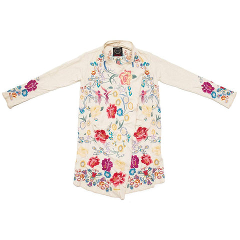Johnny Was Simone Wrap Floral Embroidery Jacket Beige Libei Medium New