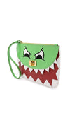 Moschino Cheap and Chic Italy Dino Green Patent Leather Monster Clutch New