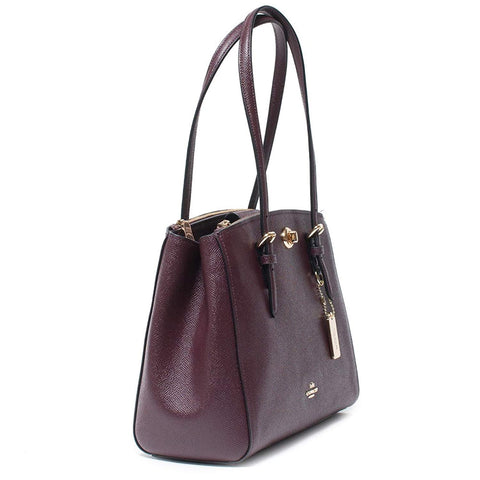 Coach Turnlock Caryall 29 Oxblood Burgundy Wine Handbag Bag Leather New