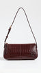 Tory Burch McGraw Embossed Leather Wedge Brown Handbag Shoulder Bag New
