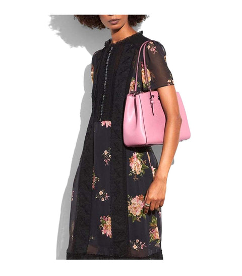 COACH TURNLOCK CARRYALL 29 IN CROSSGRAIN LEATHER Dustry Rose Pink Bag New