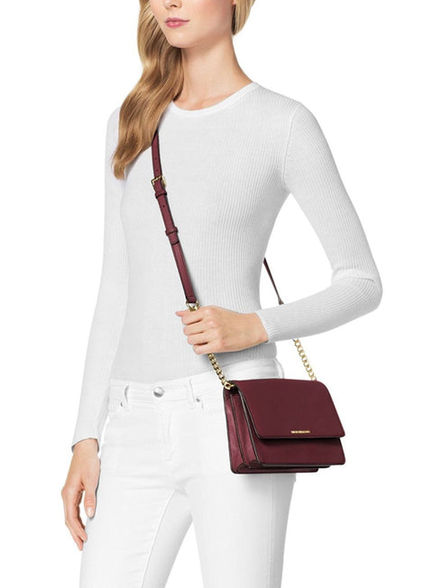 Michael Kors Merlot Daniela Small Leather Crossbody Bag