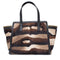 Salvatore Ferragamo Verve Tote Animal Fur Leather Gold Brown Handbag Purse New