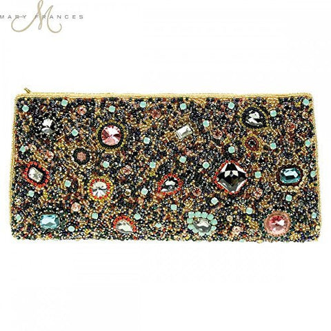 Mary Frances Starry Night Stone Beaded Clutch Handbag Purse Bag Black New