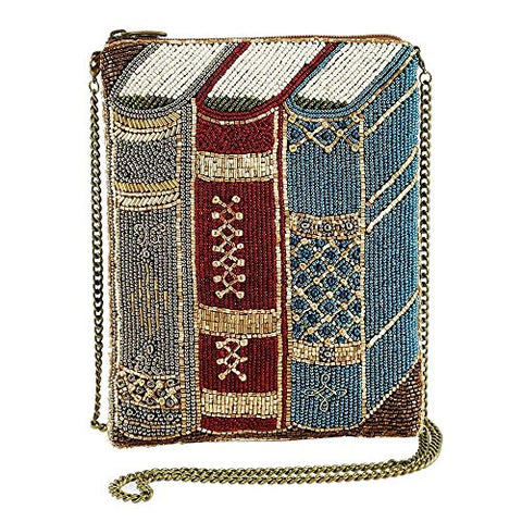 Mary Frances Mini Books Bestseller Library Nerd Red Blue Special Beaded Zip Handbag Bag New