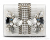 MCM Romantic Chandelier Clutch White Swarovski Leather Bag New