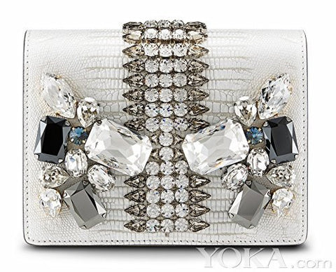 MCM Romantic Chandelier Handbag White Ivory Swarovski Soft Leather Bag Purse NEW