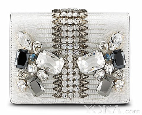 MCM Romantic Chandelier Handbag White Ivory Swarovski Soft Leather Bag Purse NEW