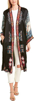JOHNNY WAS Long Sleeve FAYE KIMONO Jacket Floral Embroidered Black Top Coat New