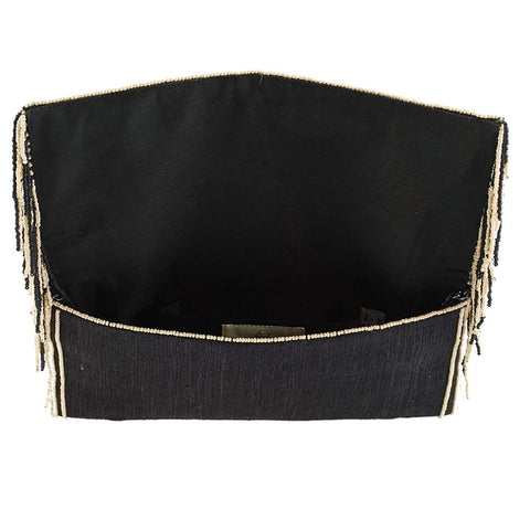 Mary Frances Kindred Spirit Beaded Raw Silk Crossbody Handbag Bag Purse Black NEW