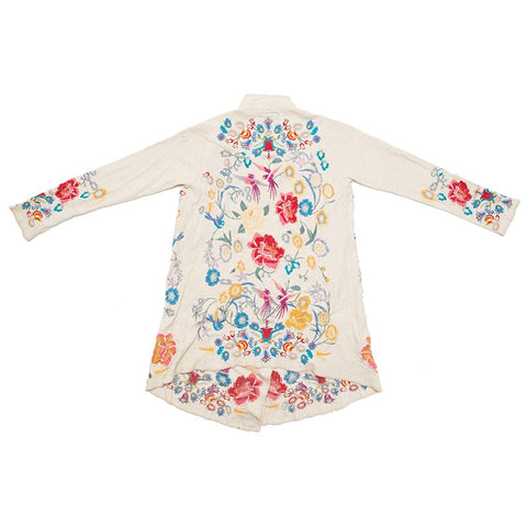 Johnny Was Simone Wrap Floral Embroidery Jacket Beige Libei Medium New