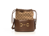 Gucci Brown Bucket GG Chocolate Horse Bit Leather Handbag Bag 1955 NEW
