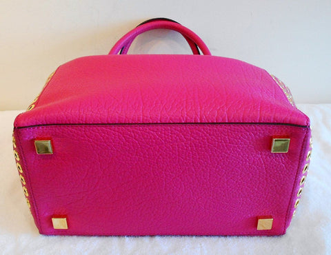 Michael Kors Collection Fuschia Pink Leather Grommet Gold Hand Bag Purse New