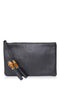 Gucci Original Bamboo Black Clutch Pouch Zip Around Leather Italy NEW