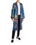 Johnny Was Hazel Long Kimono Embroidery Large Blue Navy Multi New