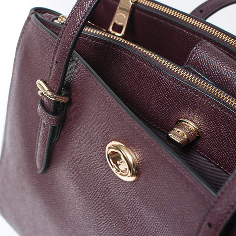Coach Turnlock Caryall 29 Oxblood Burgundy Wine Handbag Bag Leather New