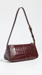 Tory Burch McGraw Embossed Leather Wedge Brown Handbag Shoulder Bag New