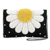 Mary Frances Oopsy Daisy Special Beaded Bag Crossbody Handbag Black Flower Purse New