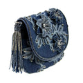 Mary Frances Good Jeans Handbag Bag Blue Jean Beaded Flowers NEW