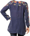 Johnny Was Autumn Bloom Tunic Blue Navy Top Blouse Medium M New