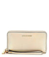 Michael Kors Large Flat Pale Gold Leather Multifunction Phone Case Wristlet
