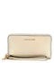 Michael Kors Large Flat Pale Gold Leather Multifunction Phone Case Wristlet