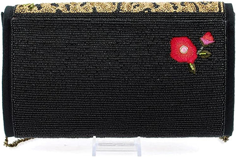 Mary Frances Gone Animal Floral Black Special Crossbody Bag Red Handbag Purse NEW