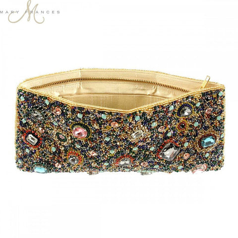 Mary Frances Starry Night Stone Beaded Clutch Handbag Purse Bag Black New