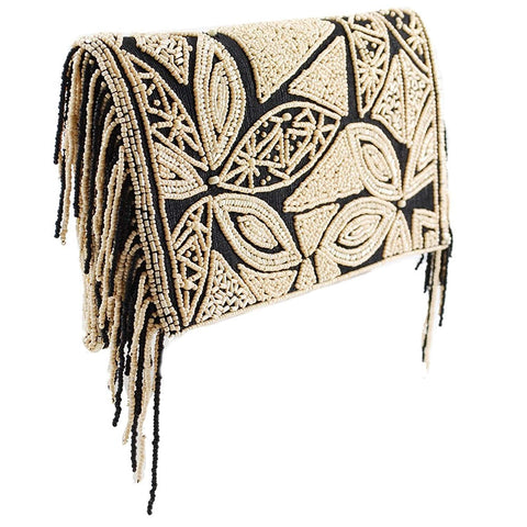 Mary Frances Kindred Spirit Beaded Raw Silk Crossbody Handbag Bag Purse Black NEW