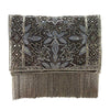 Mary Frances Roaring 20s Antique Pewter Embellished Velvet Crossbody Clutch Handbag