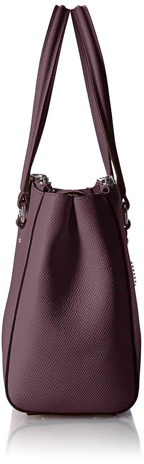 COACH Women's Crossgrain Mini Double Zip Carryall SV/Eggplant Satchel