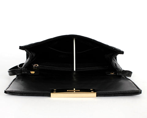 Michael Kors Susannah Quilted Leather Lock Handbag Shoulder Bag Black Purse New