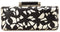 Diane Von Furstenberg Tonda Black White Gold Leather Lace Clutch Evening Bag New