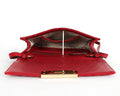 Michael Kors Susannah Quilted Leather Lock Clutch Shoulder Bag Dark RED
