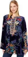 Johnny Was Bouquet Burnout Nephele Tunic Black Embroidered Floral Top Shirt New