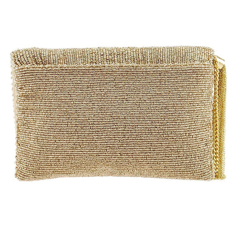 Mary Frances Gold Lining bag Beaded Pouch Tech Purse Print Mini Crossbody New