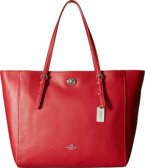 COACH Womens Crossgrain Turnlock Tote Large Red Handbag Bag 36454 New