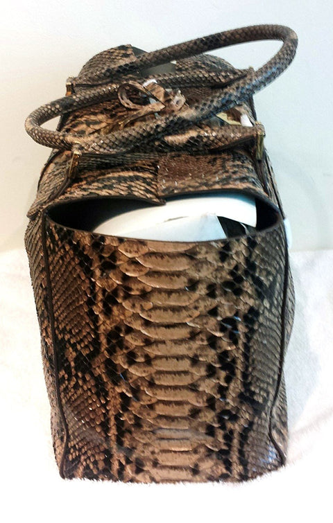 Michael Kors Brown Large Miranda Python Leather Tote Suntan Purse Handbag NEW