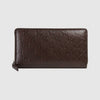 Gucci Italy Signature Continental Wallet Brown Chocolate Zip Leather Purse NEW