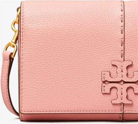 Tory Burch McGraw Wallet Crossbody Pink Magnolia Leather Shoulder Bag Magnet New