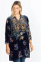 Johnny Was Bouquet Burnout Gweneth Navy Blue Dress Lined Floral Embroidery NEW