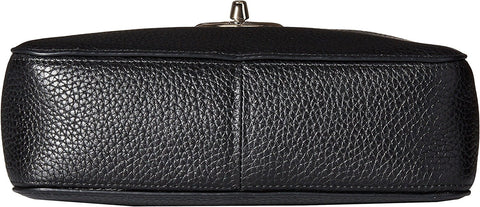 Coach Womens Pebbled Leather Turn Lock Camera Bag Black Cross Body Handbag New