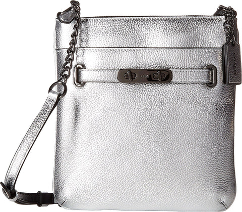 COACH Women's Pebbled Leather Coach Swagger Swingpack DK/Silver Cross Body