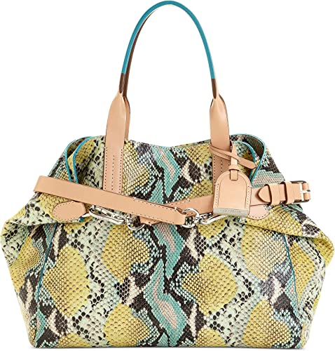 Cole Haan Crosby Large Leather Poolside Snake Crossbody Bag Brown Handbag Zip New