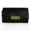 Michael Kors Susannah Quilted Leather Lock Clutch Shoulder Bag Gold Black NEW