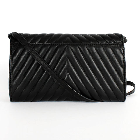 Michael Kors Susannah Quilted Leather Lock Handbag Shoulder Bag Black Purse New