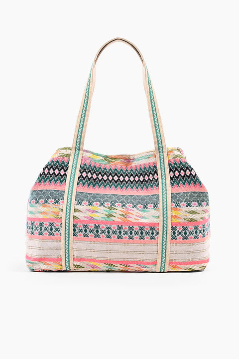 A & B Daphne Embellished Tote Beaded Pink Handbag Large Bag Blue Hippie Hobo New